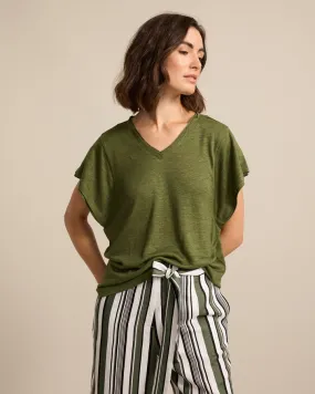 Marco Polo - Linen Jersey Tee Olive | YTMS57462