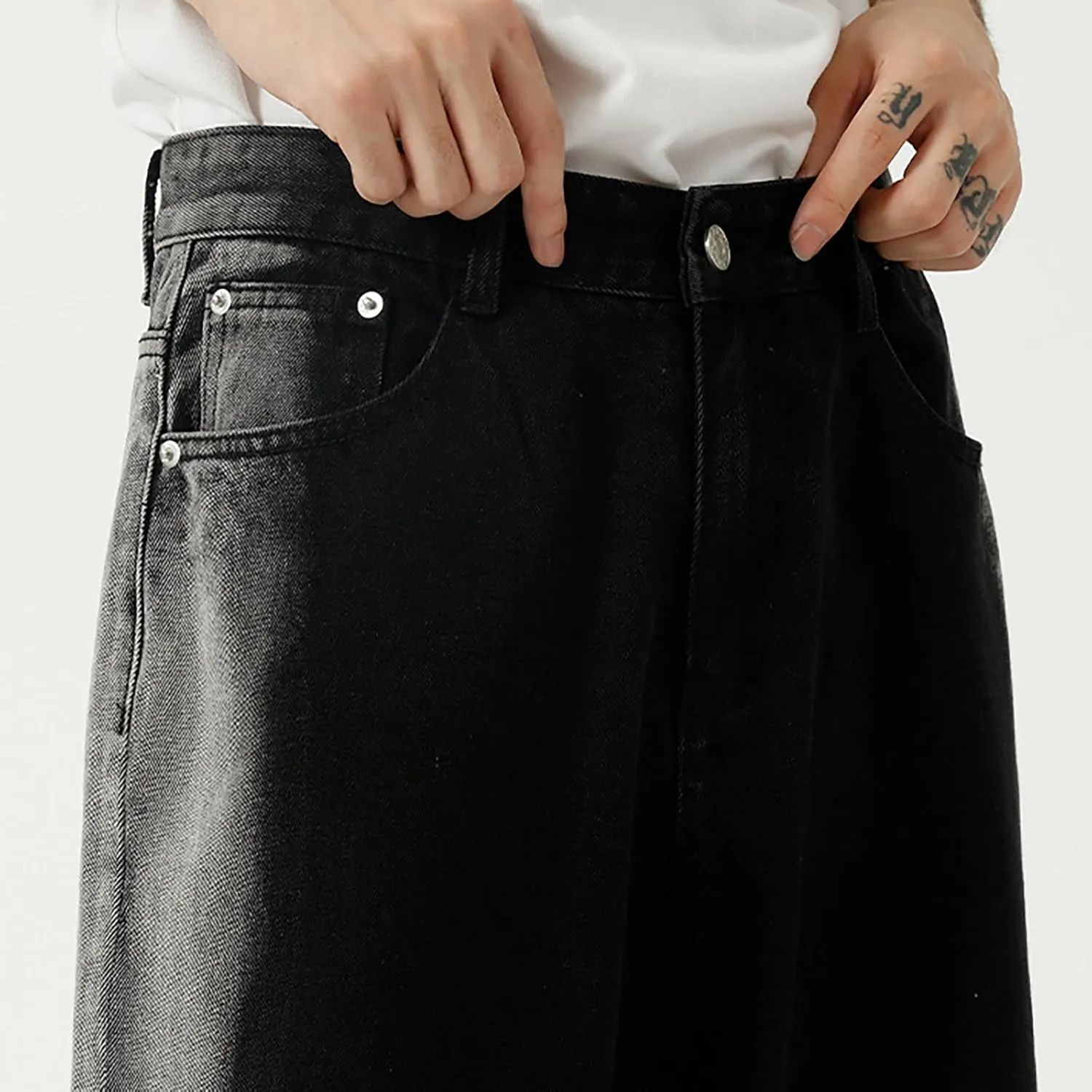 Men's Elastic Waist Relaxed Fit Jeans Straight Leg Stretch Comfort Denim Jeans for Men 9 10