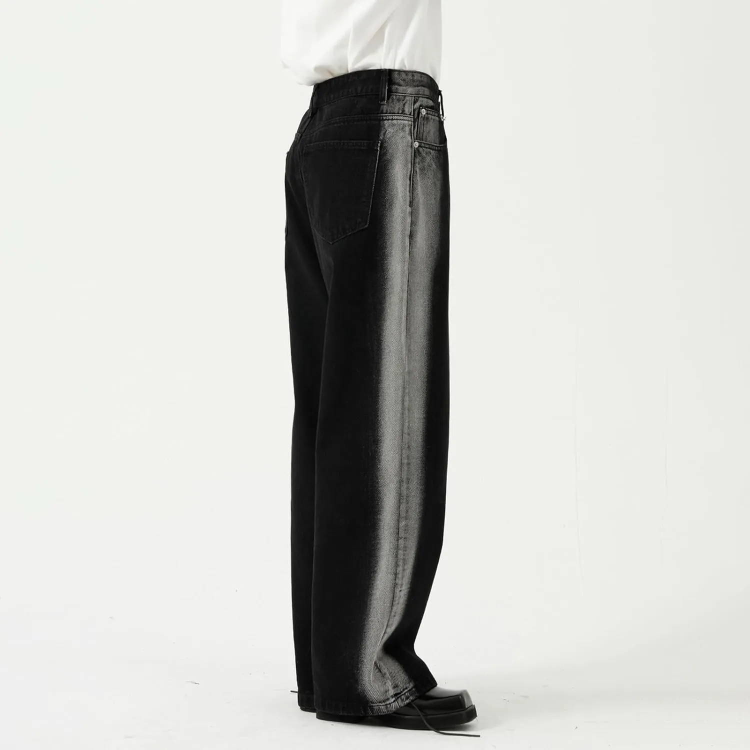 Men's Elastic Waist Relaxed Fit Jeans Straight Leg Stretch Comfort Denim Jeans for Men 9 10
