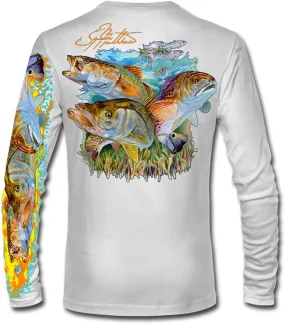 Men’s “Inshore Slam” Comfortable Fishing Shirt-UPF 50  Interlocking Fabric, Quick-Dry, Ideal for Anglers (JM010)