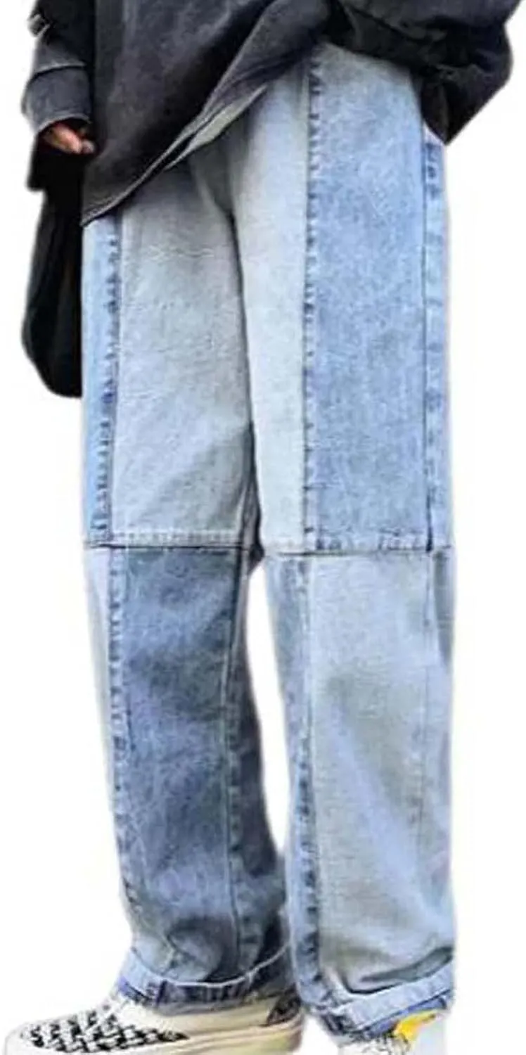 Men's Jeans Patchwork Jeans Pants Vintage Casual Relaxed Fit Jeans Trousers Denim Pants Baggy Hip Hop Y2K Streetwear Fashion
