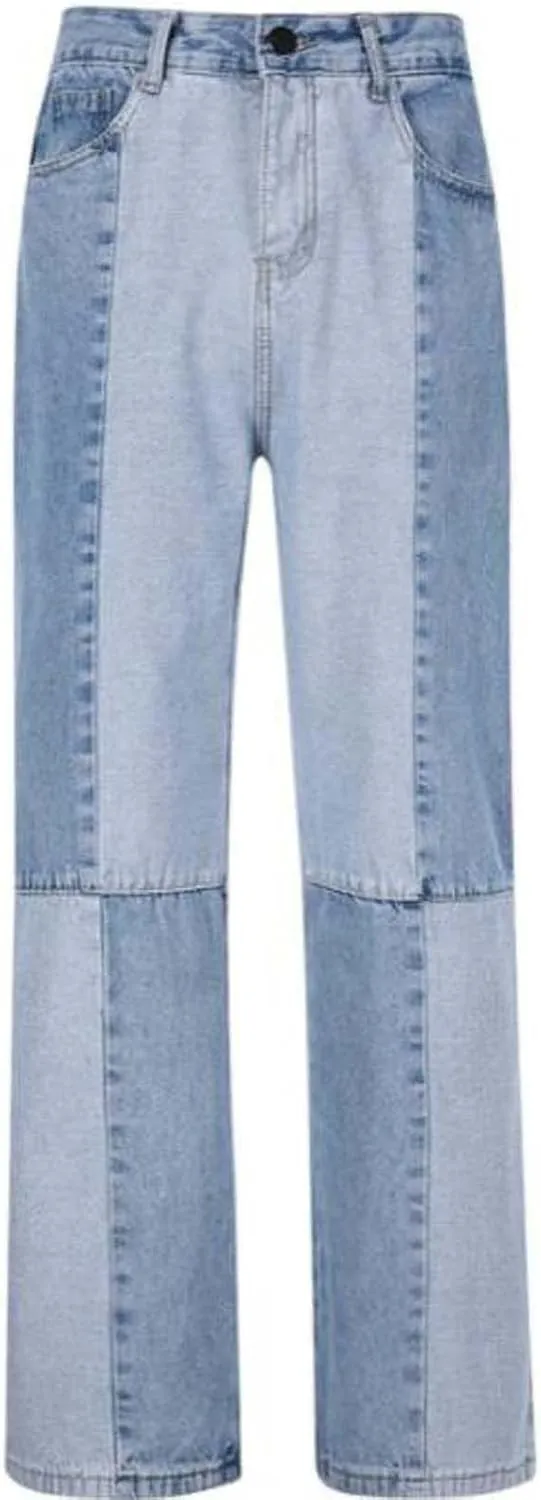 Men's Jeans Patchwork Jeans Pants Vintage Casual Relaxed Fit Jeans Trousers Denim Pants Baggy Hip Hop Y2K Streetwear Fashion