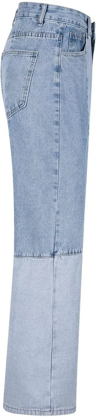Men's Jeans Patchwork Jeans Pants Vintage Casual Relaxed Fit Jeans Trousers Denim Pants Baggy Hip Hop Y2K Streetwear Fashion