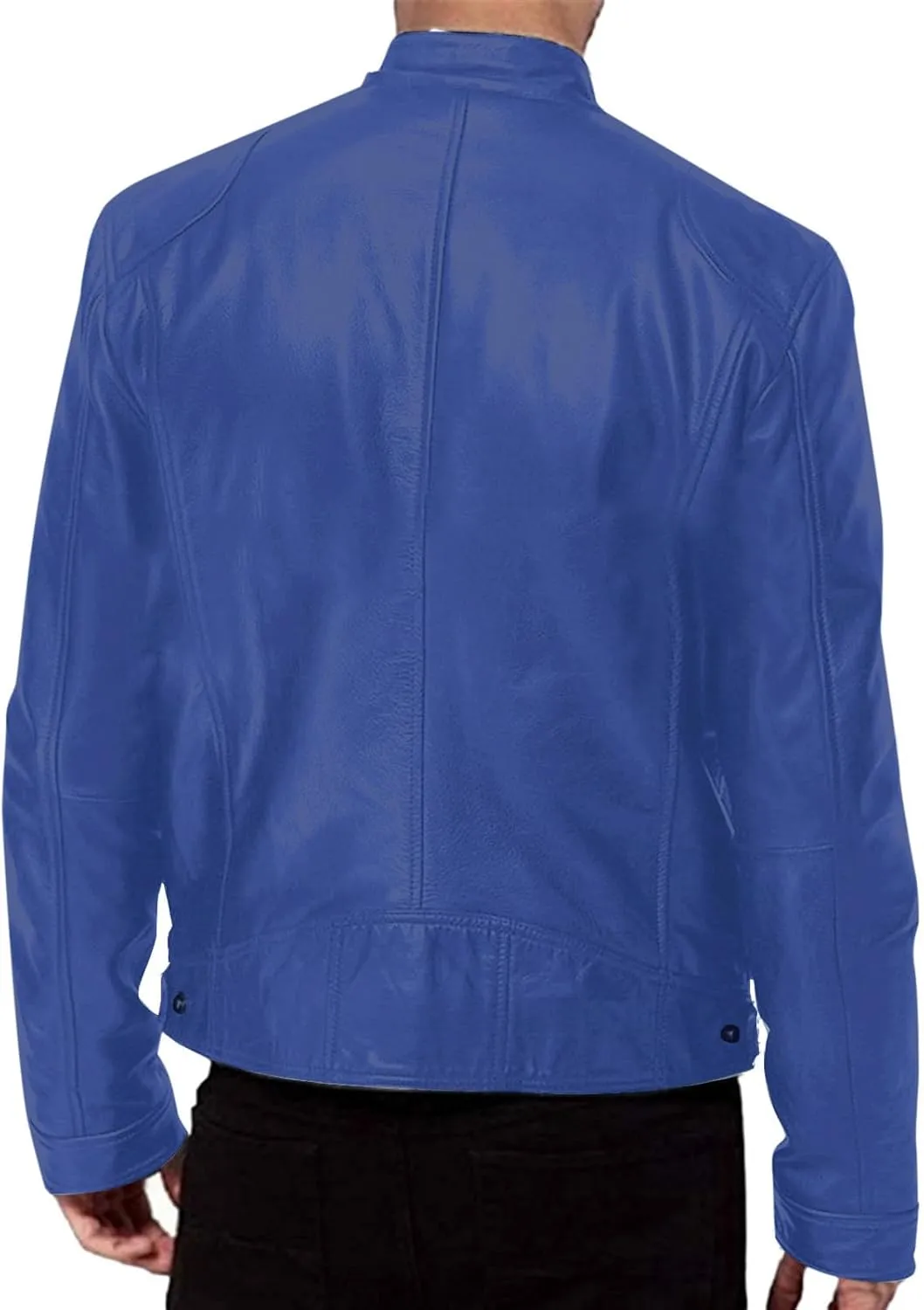 Men's Leather Biker Jacket 2024 Casual Stylish Stand Collared Zip Up Varsity Coat Motorcycle Light Weight Jackets