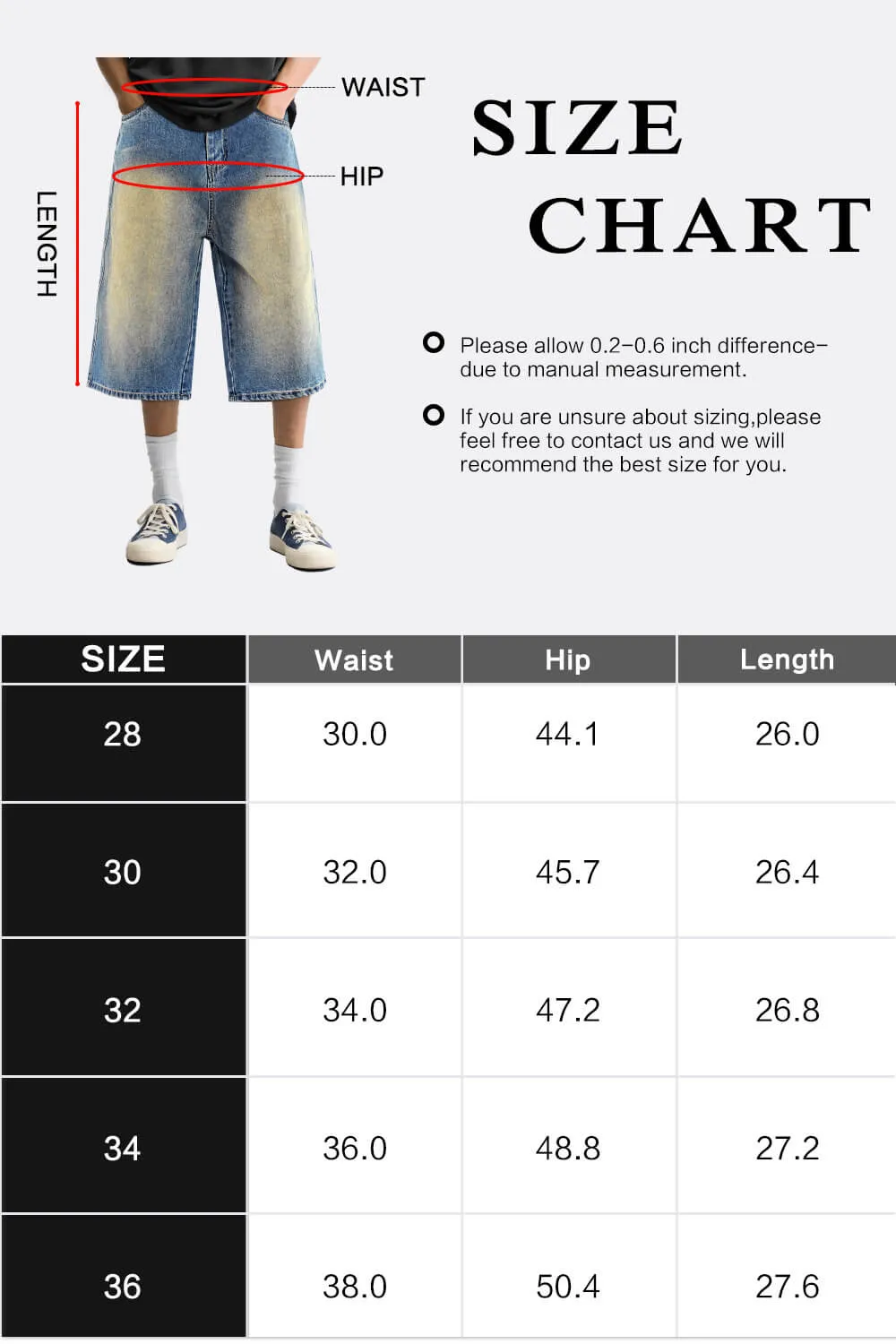 Men's Loose Denim Short - Washed & Faded