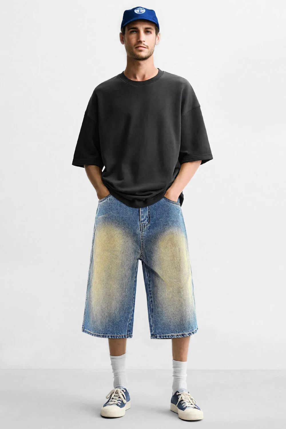 Men's Loose Denim Short - Washed & Faded