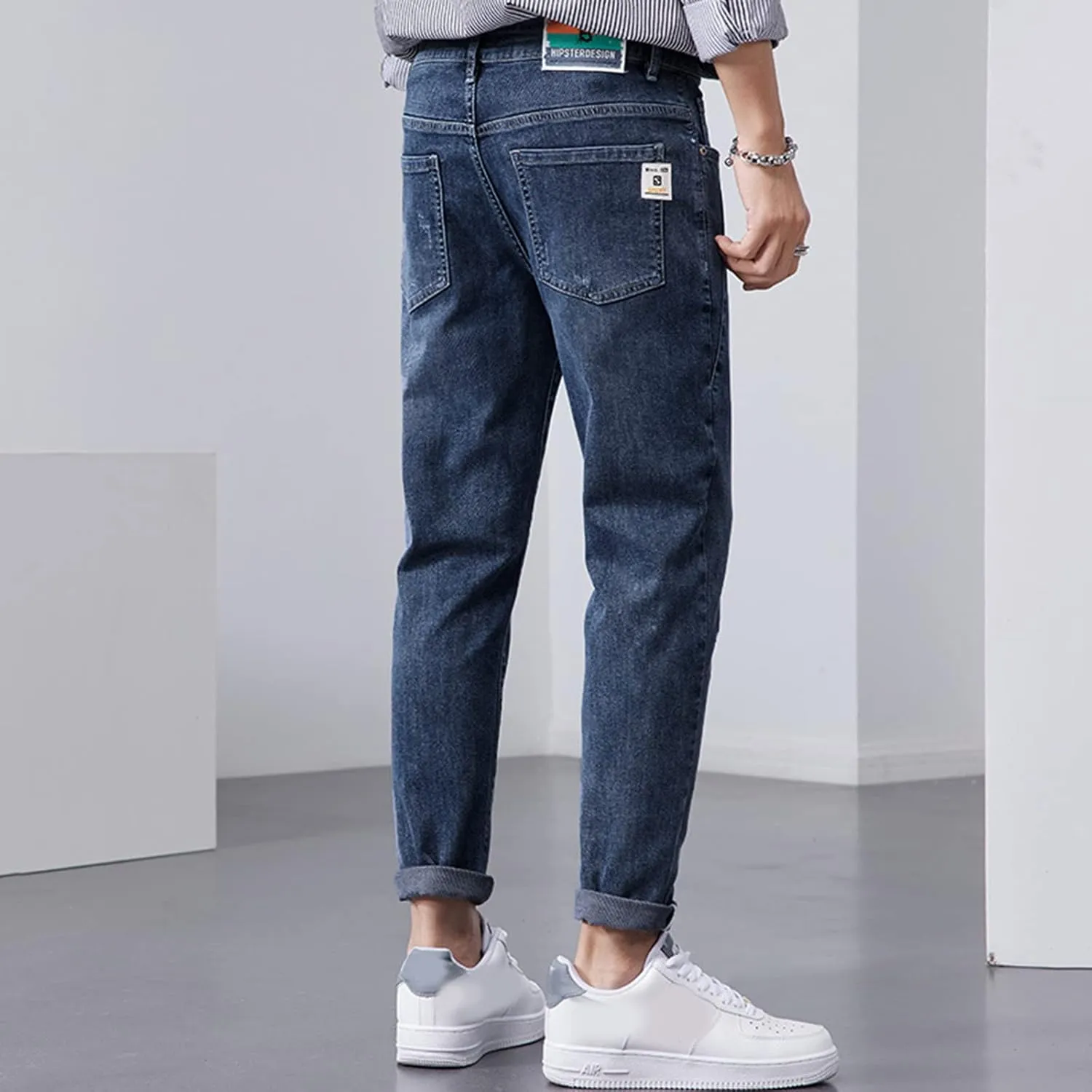 Mens Pants Jeans Relaxed Fit Classic Vintage Straight Wide Leg Denim Pants Baggy Jeans Trousers Mulit Pockets