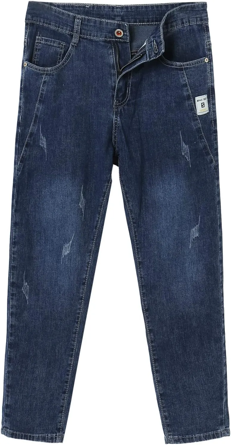 Mens Pants Jeans Relaxed Fit Classic Vintage Straight Wide Leg Denim Pants Baggy Jeans Trousers Mulit Pockets