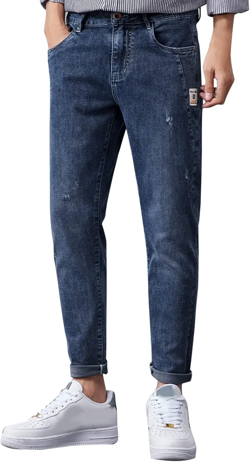 Mens Pants Jeans Relaxed Fit Classic Vintage Straight Wide Leg Denim Pants Baggy Jeans Trousers Mulit Pockets