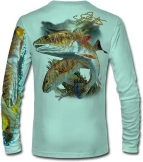 Men’s “Redfish” Comfortable Fishing Shirt-UPF 50  Xtreme-Tek Interlocking Fabric, Quick-Dry, Ideal for Anglers (JM012)