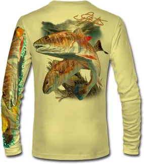 Men’s “Redfish” Comfortable Fishing Shirt-UPF 50  Xtreme-Tek Interlocking Fabric, Quick-Dry, Ideal for Anglers (JM012)