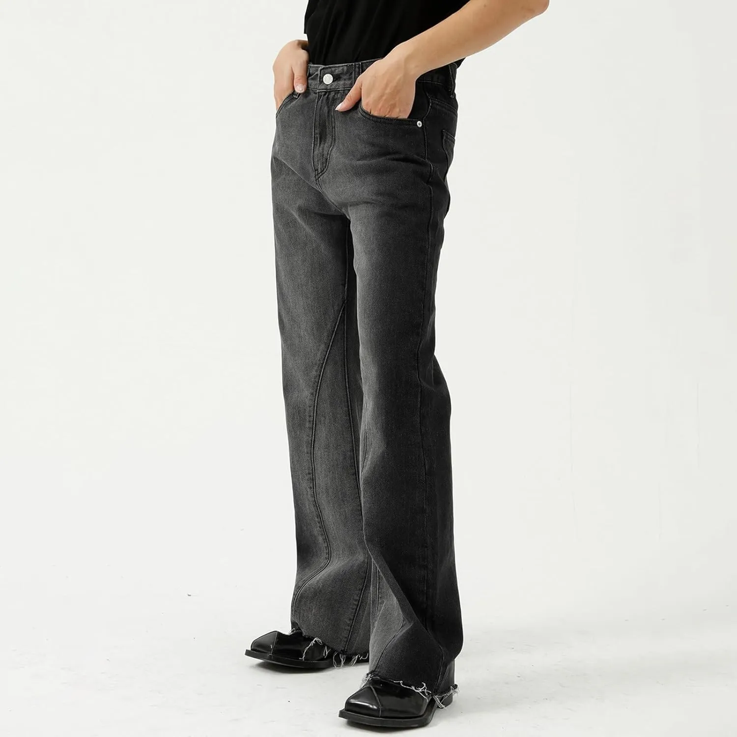 Men's Relaxed Fit Jeans Straight Leg Stretch Comfort Ninth Pants Denim Jeans for Men Outdoor