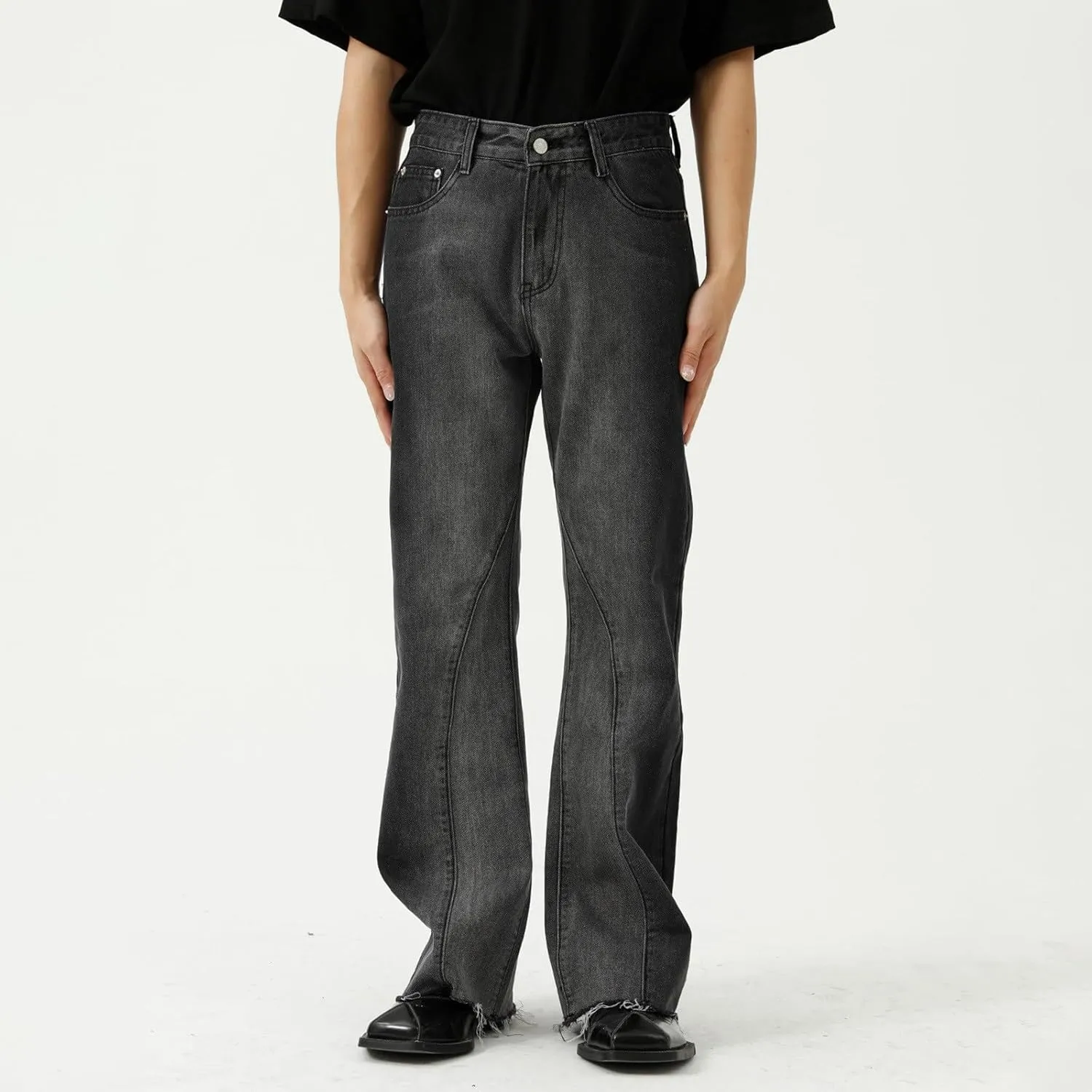Men's Relaxed Fit Jeans Straight Leg Stretch Comfort Ninth Pants Denim Jeans for Men Outdoor