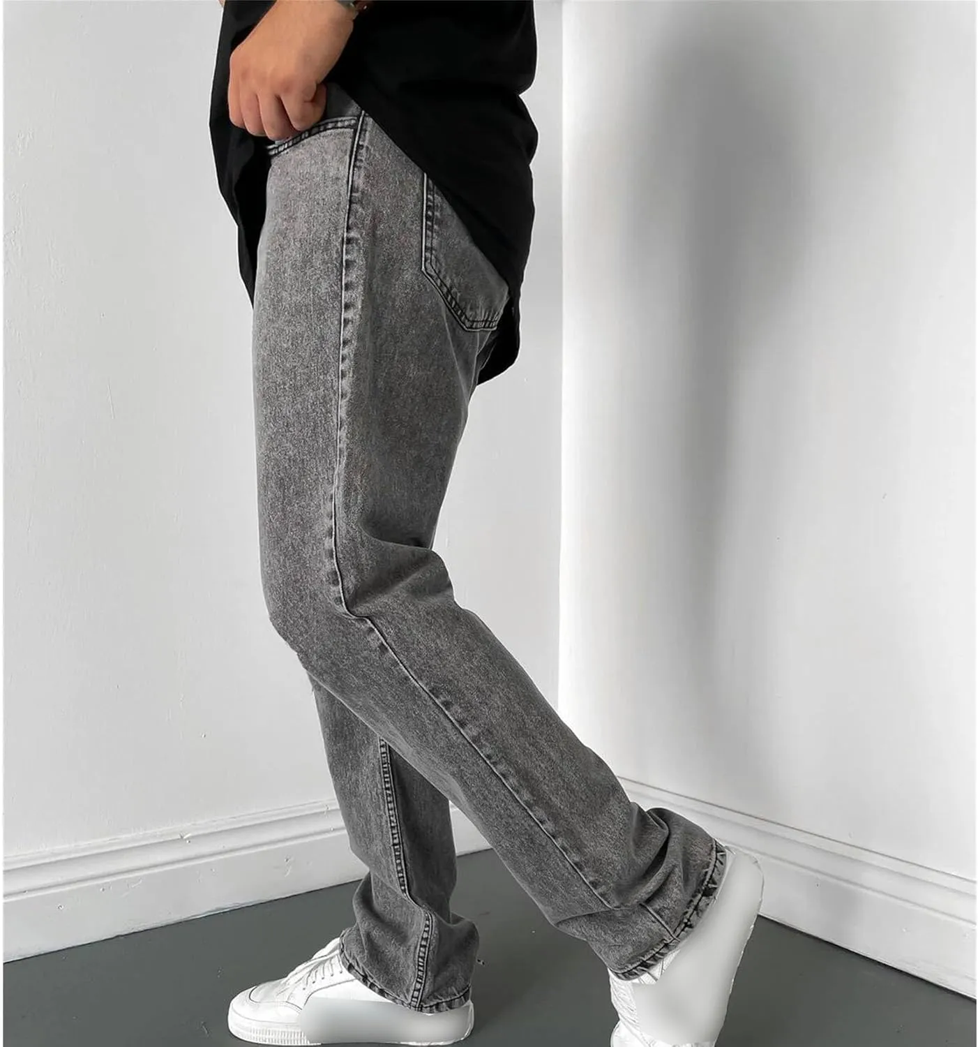 Men's Relaxed Fit Straight Leg Jean Skinny Stretch Fashion Jeans Pants Fashion Casual Jeans Cargo Denim Pants
