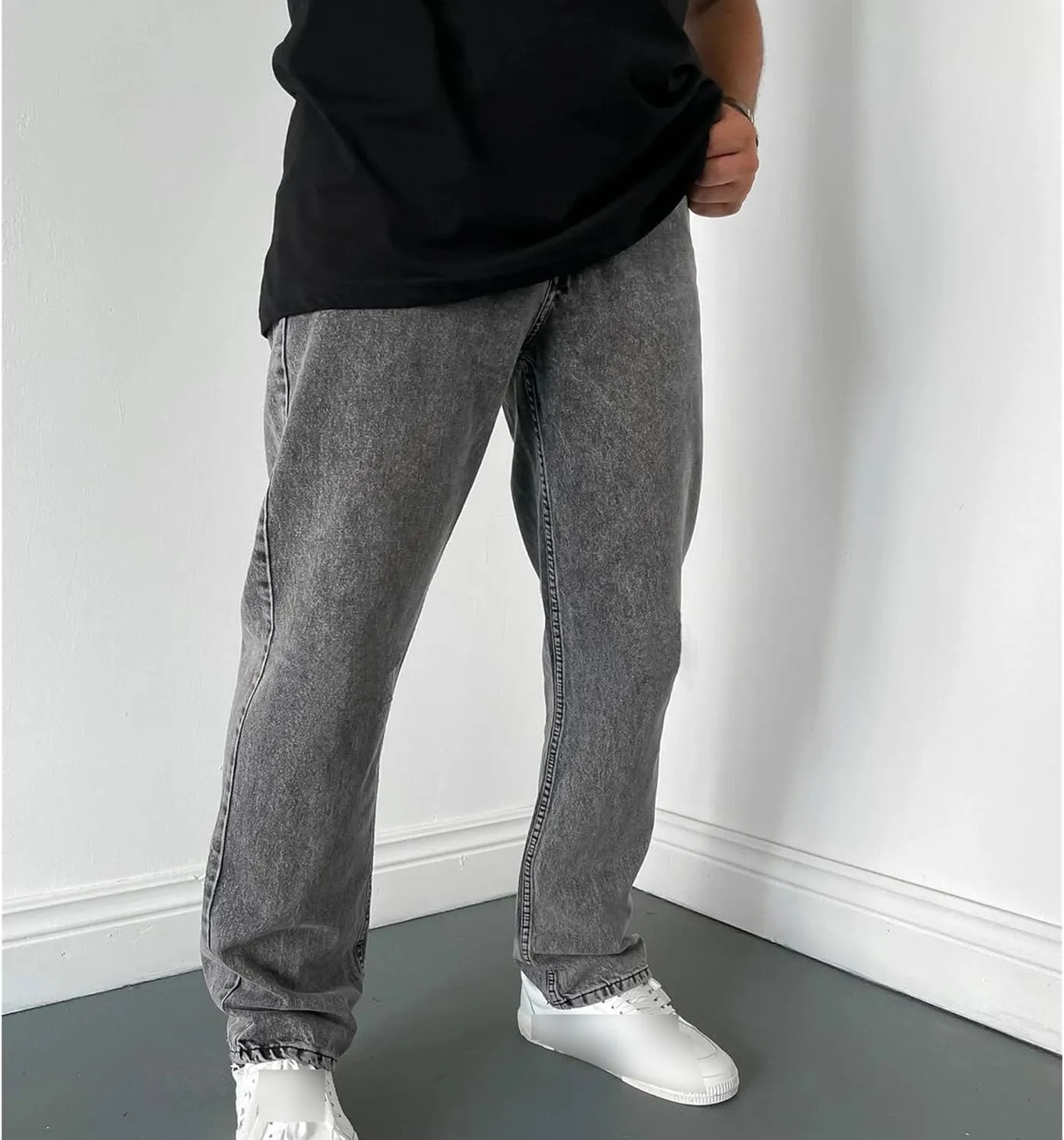 Men's Relaxed Fit Straight Leg Jean Skinny Stretch Fashion Jeans Pants Fashion Casual Jeans Cargo Denim Pants