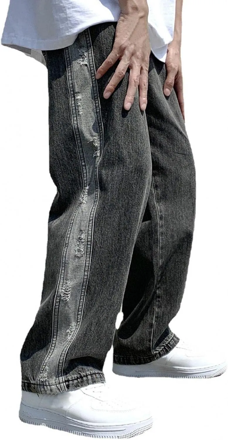 Mens Straight Leg Jeans Fashion 2022 Fall Winter Relaxed Fit Loose Denim Pants Vintage Casual Jeans Streetwear