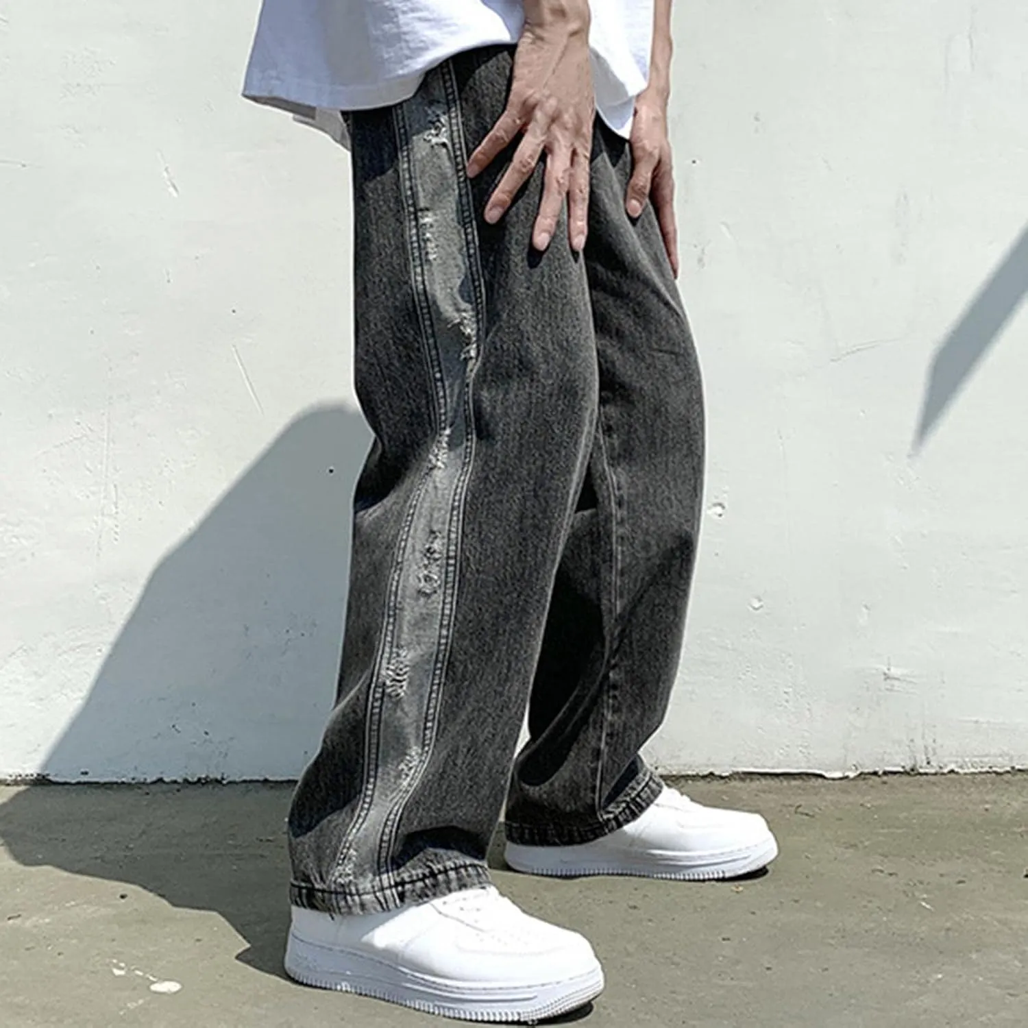 Mens Straight Leg Jeans Fashion 2022 Fall Winter Relaxed Fit Loose Denim Pants Vintage Casual Jeans Streetwear