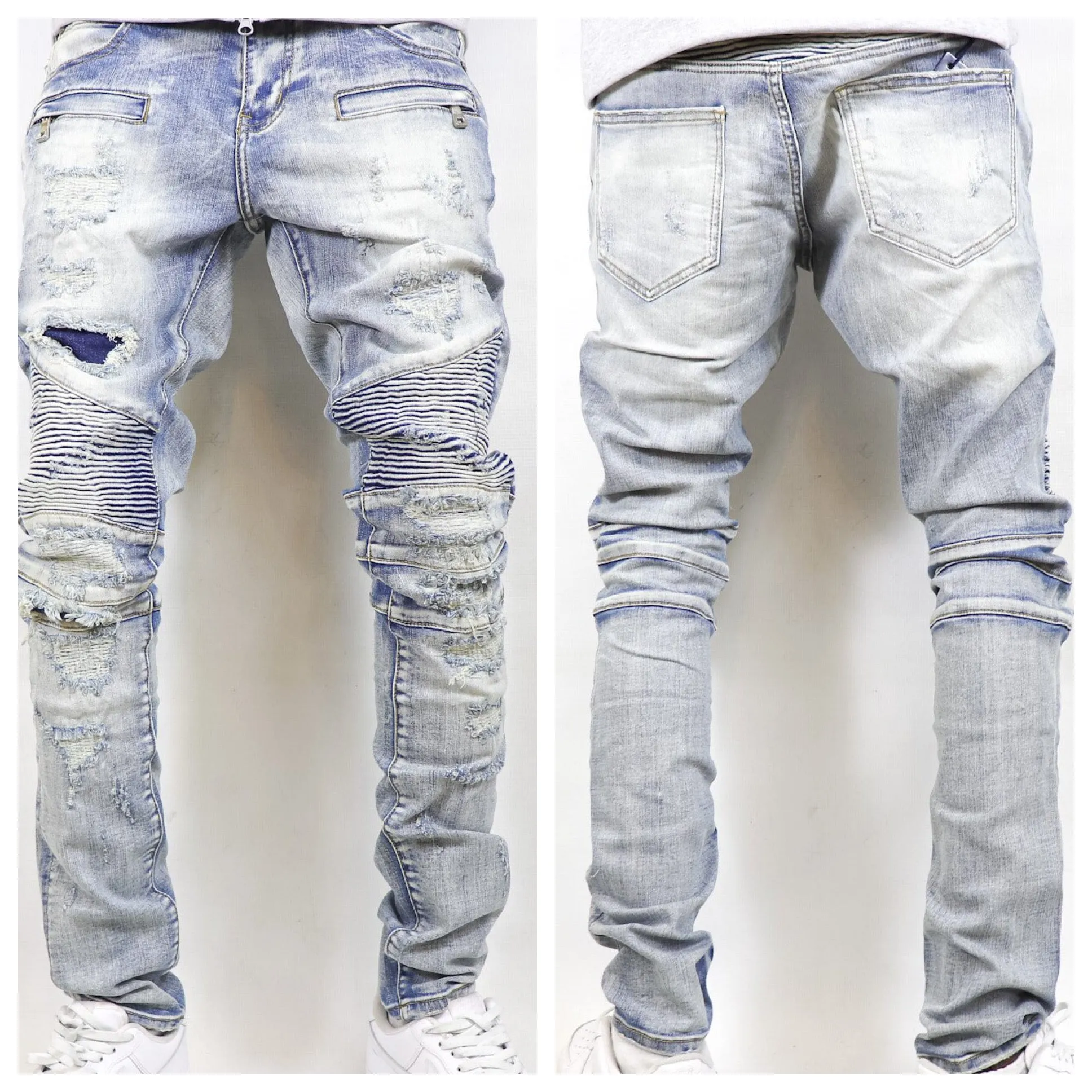 Obispo Biker Jeans-Light Blue