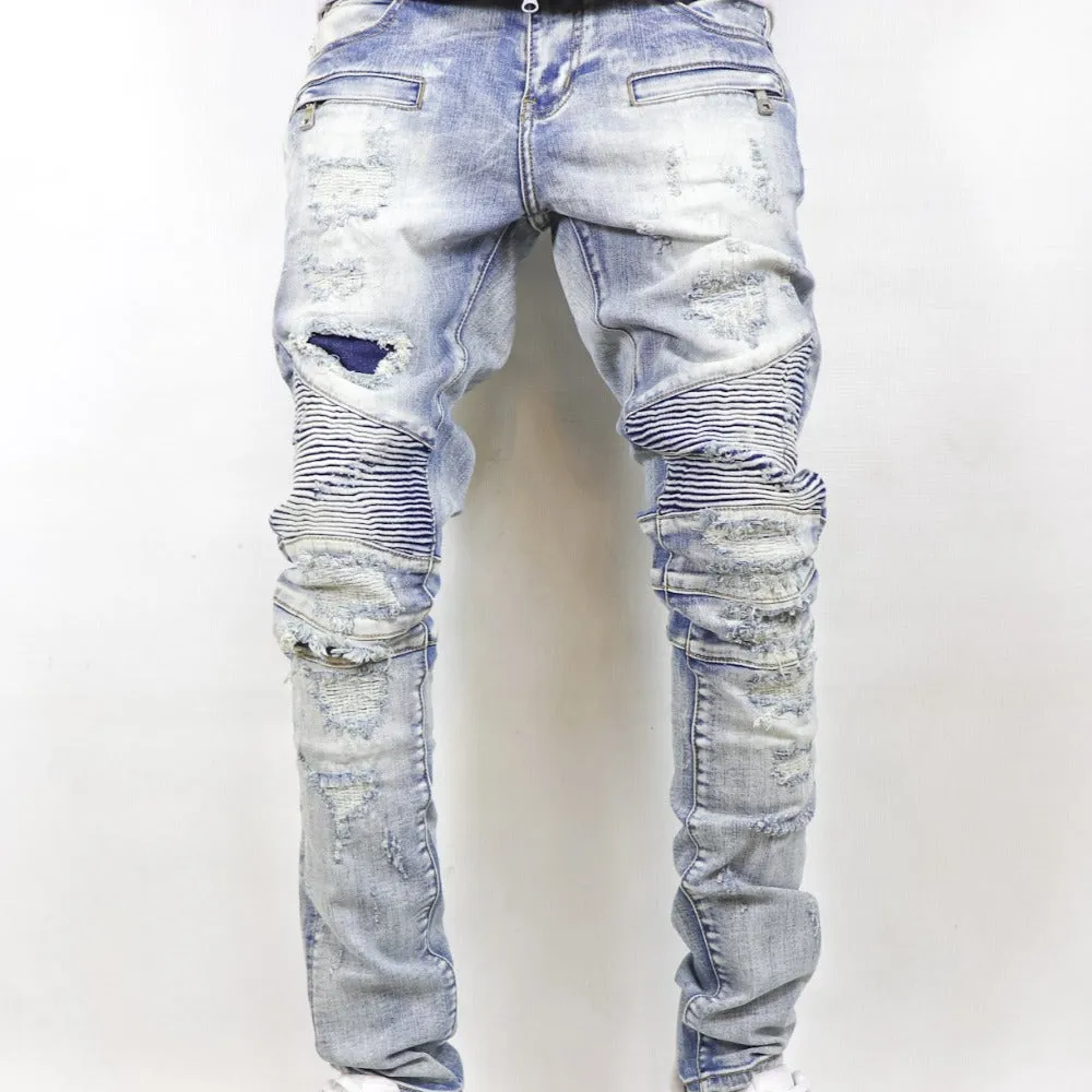 Obispo Biker Jeans-Light Blue