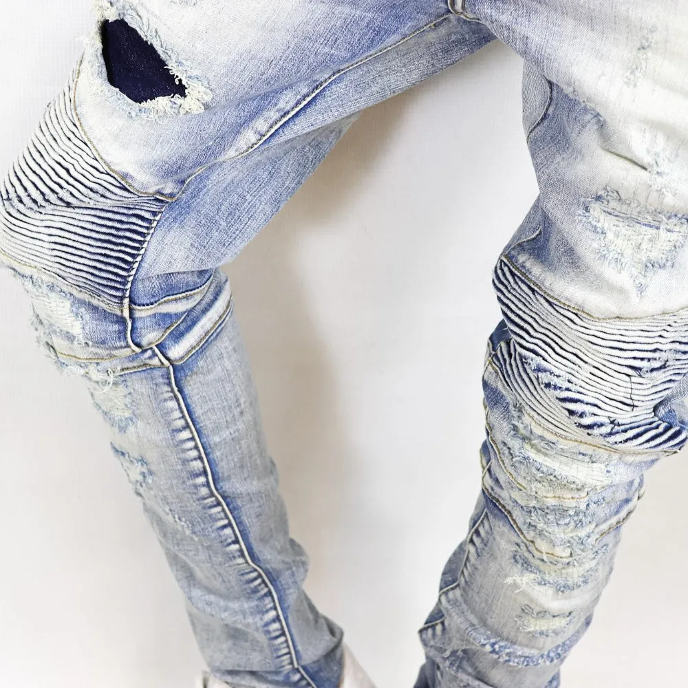 Obispo Biker Jeans-Light Blue