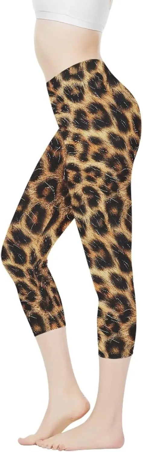 Poceacles Womens Capri Yoga Leggings, Butt Lift High Waisted Tummy Control Leggings Sports Workout Stretchy Yoga Pants