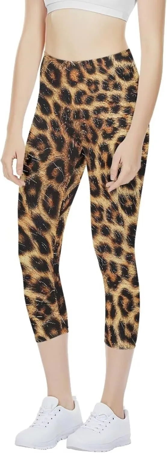 Poceacles Womens Capri Yoga Leggings, Butt Lift High Waisted Tummy Control Leggings Sports Workout Stretchy Yoga Pants