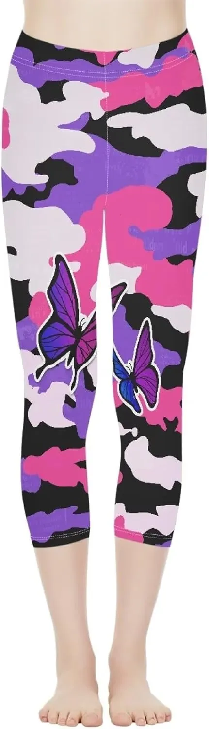 Poceacles Womens Capri Yoga Leggings, Butt Lift High Waisted Tummy Control Leggings Sports Workout Stretchy Yoga Pants