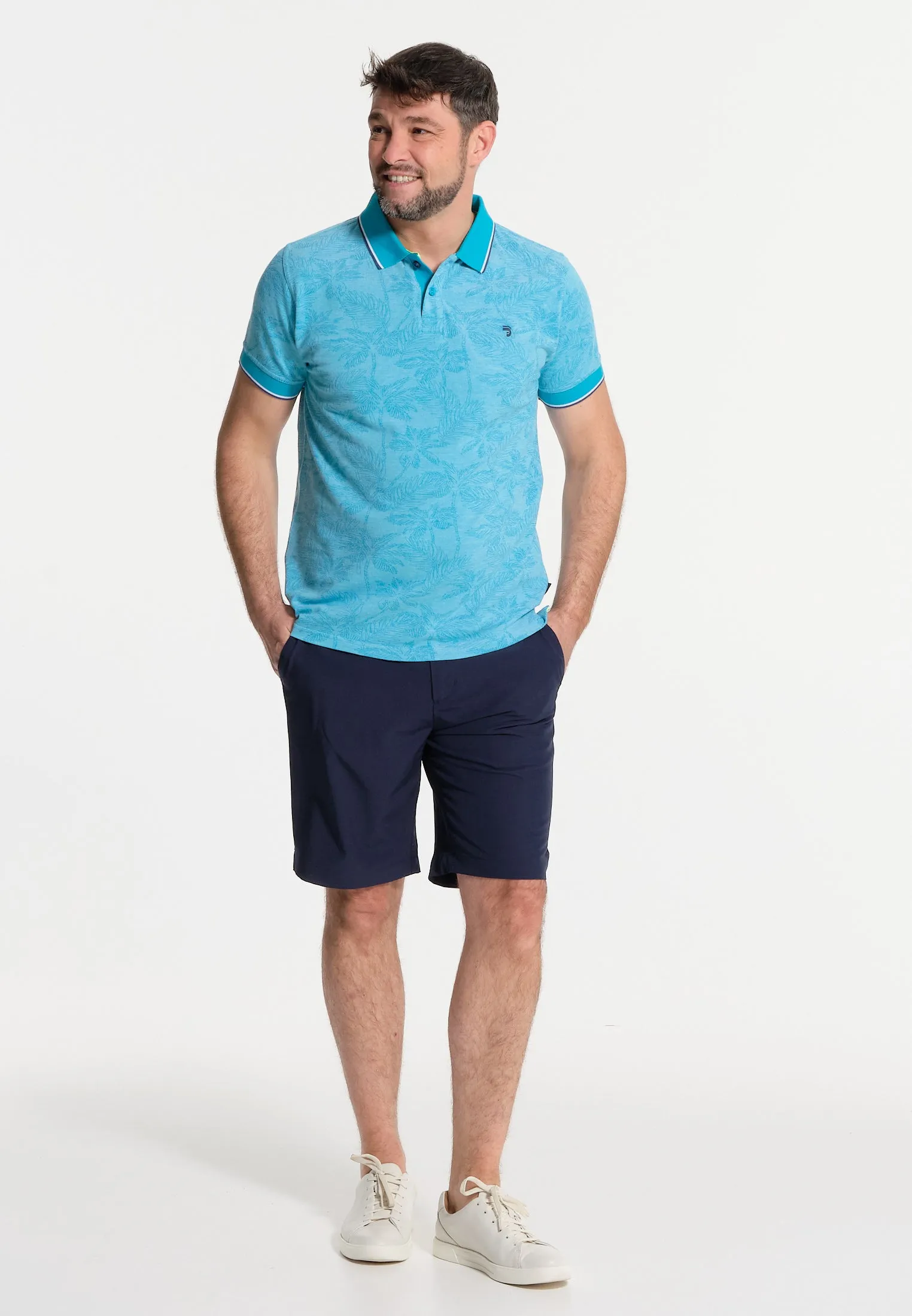 Polo homme cyan végétal