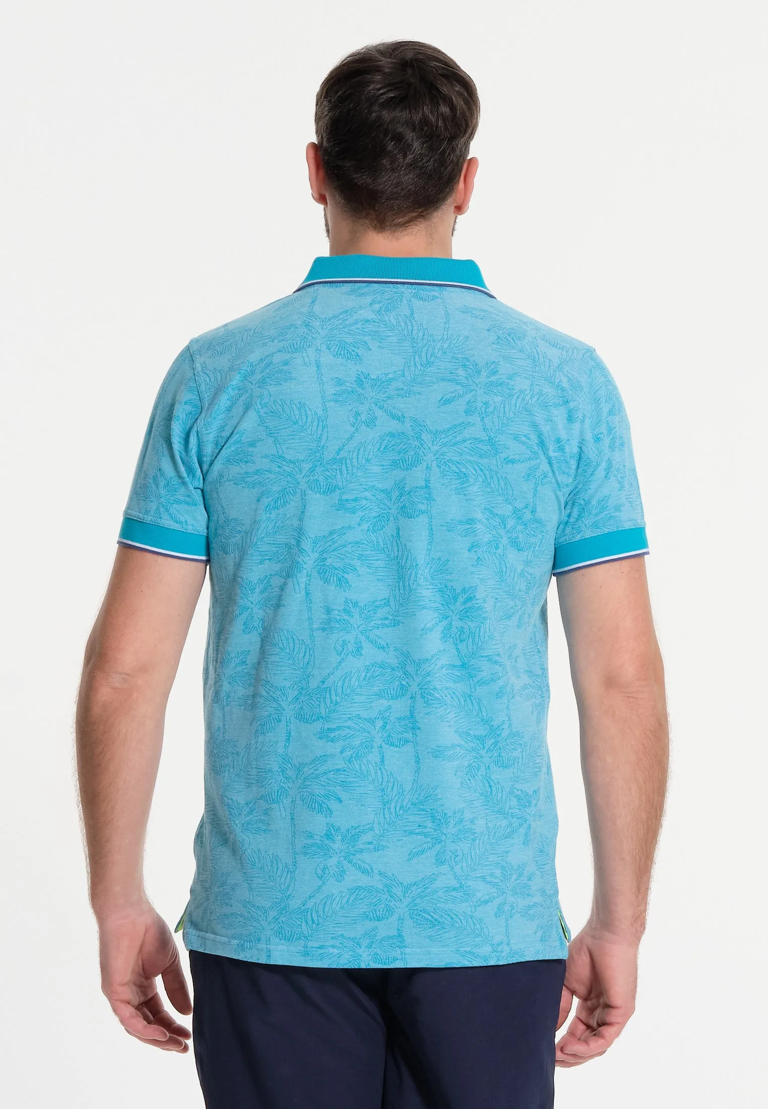 Polo homme cyan végétal