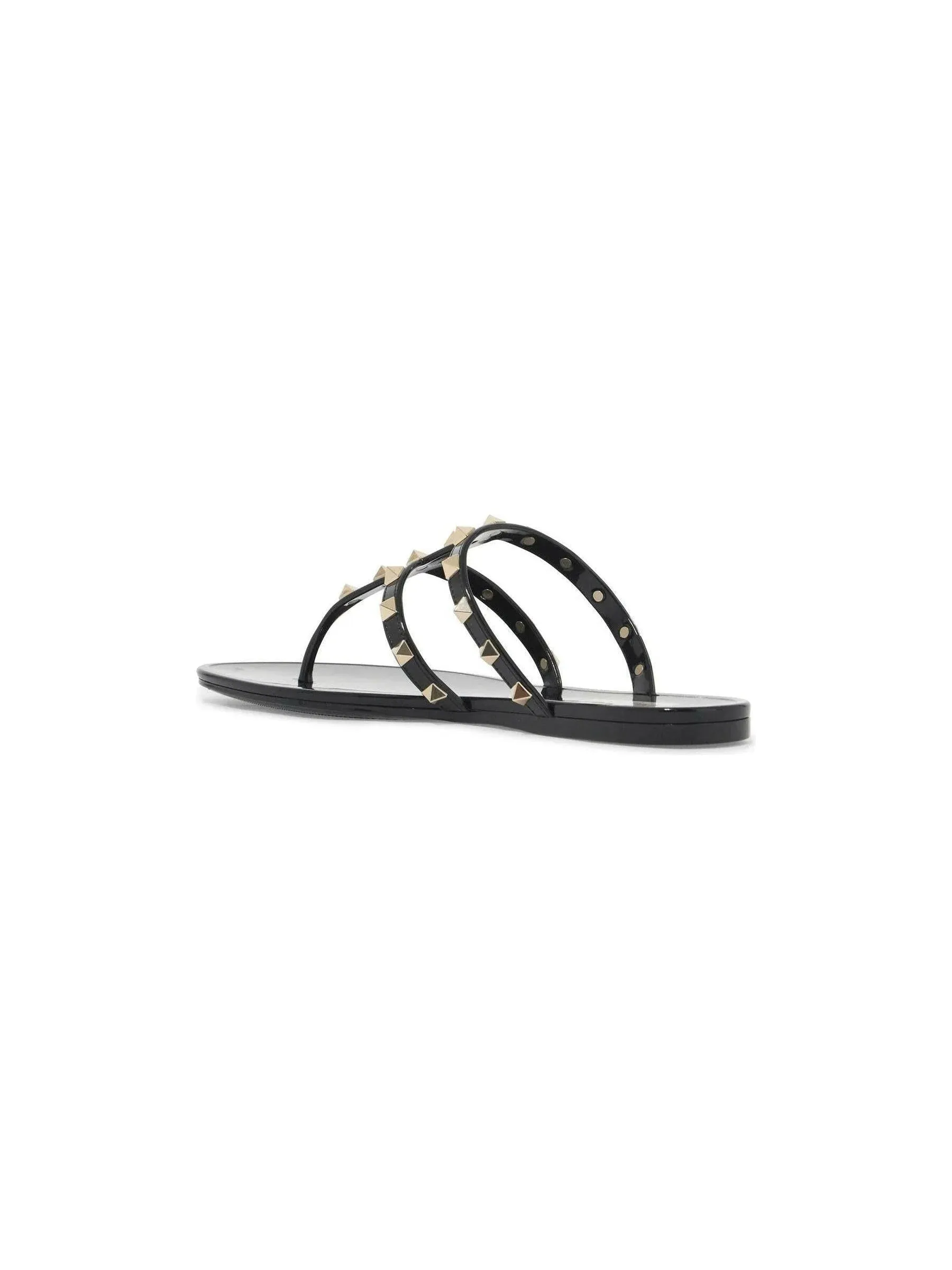 Rockstud Leather Flat Sandals