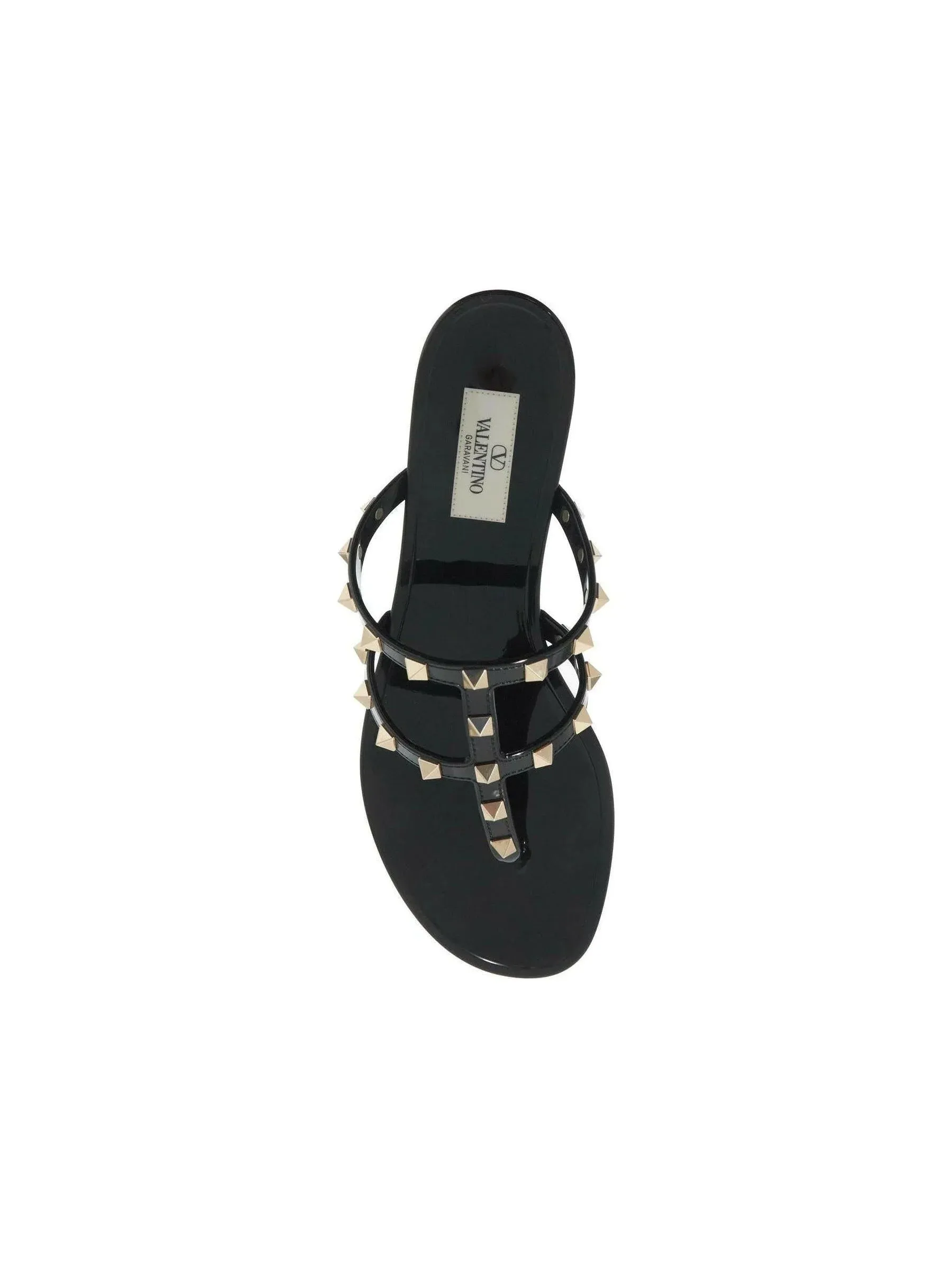 Rockstud Leather Flat Sandals
