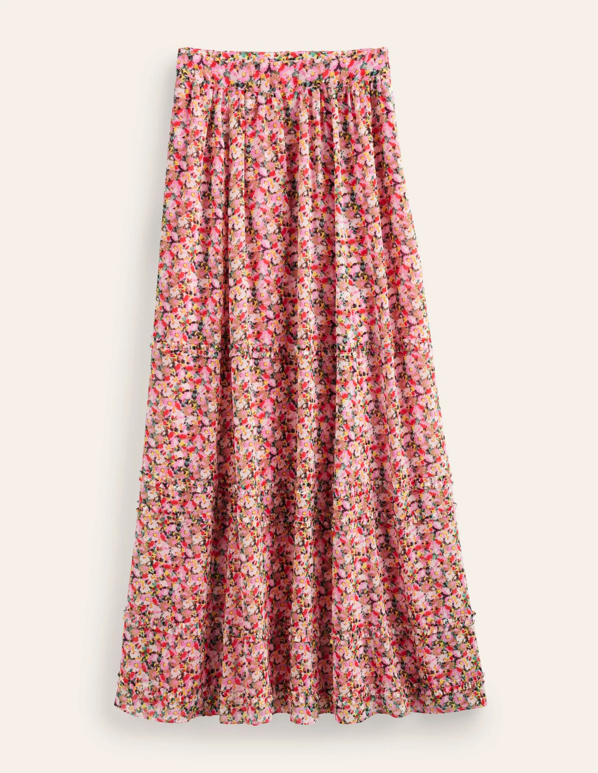 Ruffle Crinkle Maxi Skirt-Multi, Painterly Floret