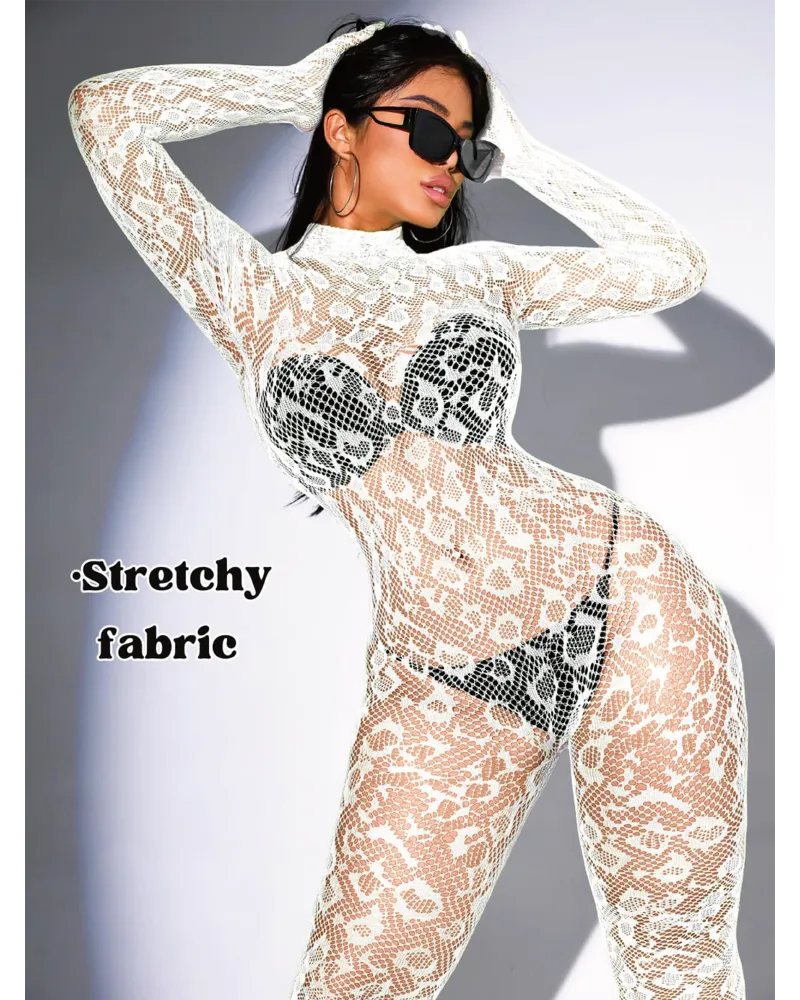 Sexy Lace Leopard Jumpsuit
