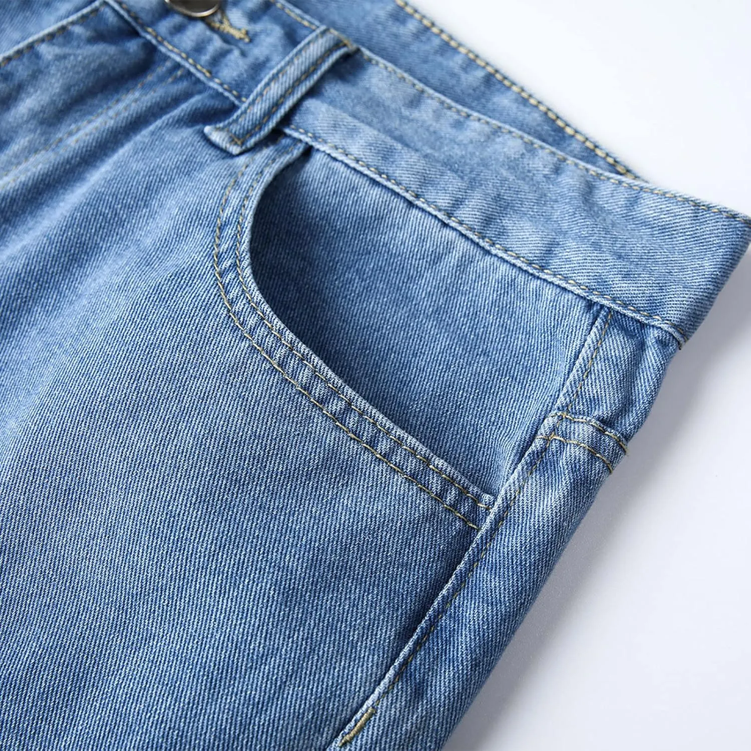 Solid Pocket Jeans Fashion Fly Casual Straight Pants Trousers Zipper Denim Men's Mens 550 Relaxed Fit Jeans