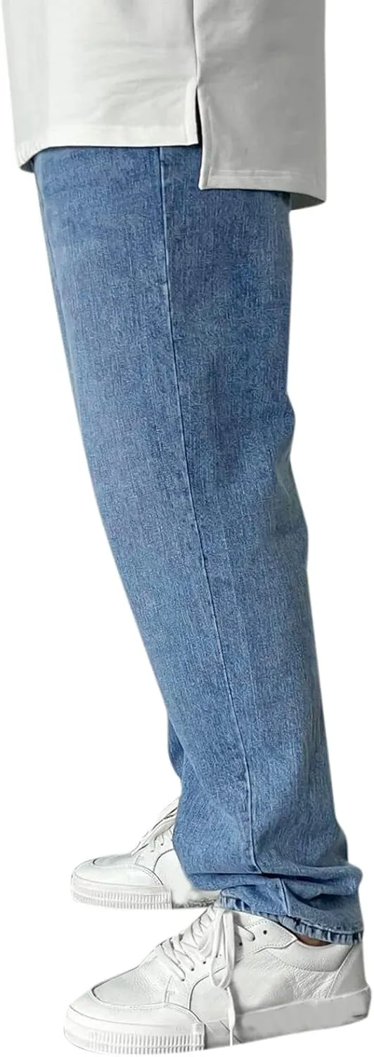 Solid Pocket Jeans Fashion Fly Casual Straight Pants Trousers Zipper Denim Men's Mens 550 Relaxed Fit Jeans