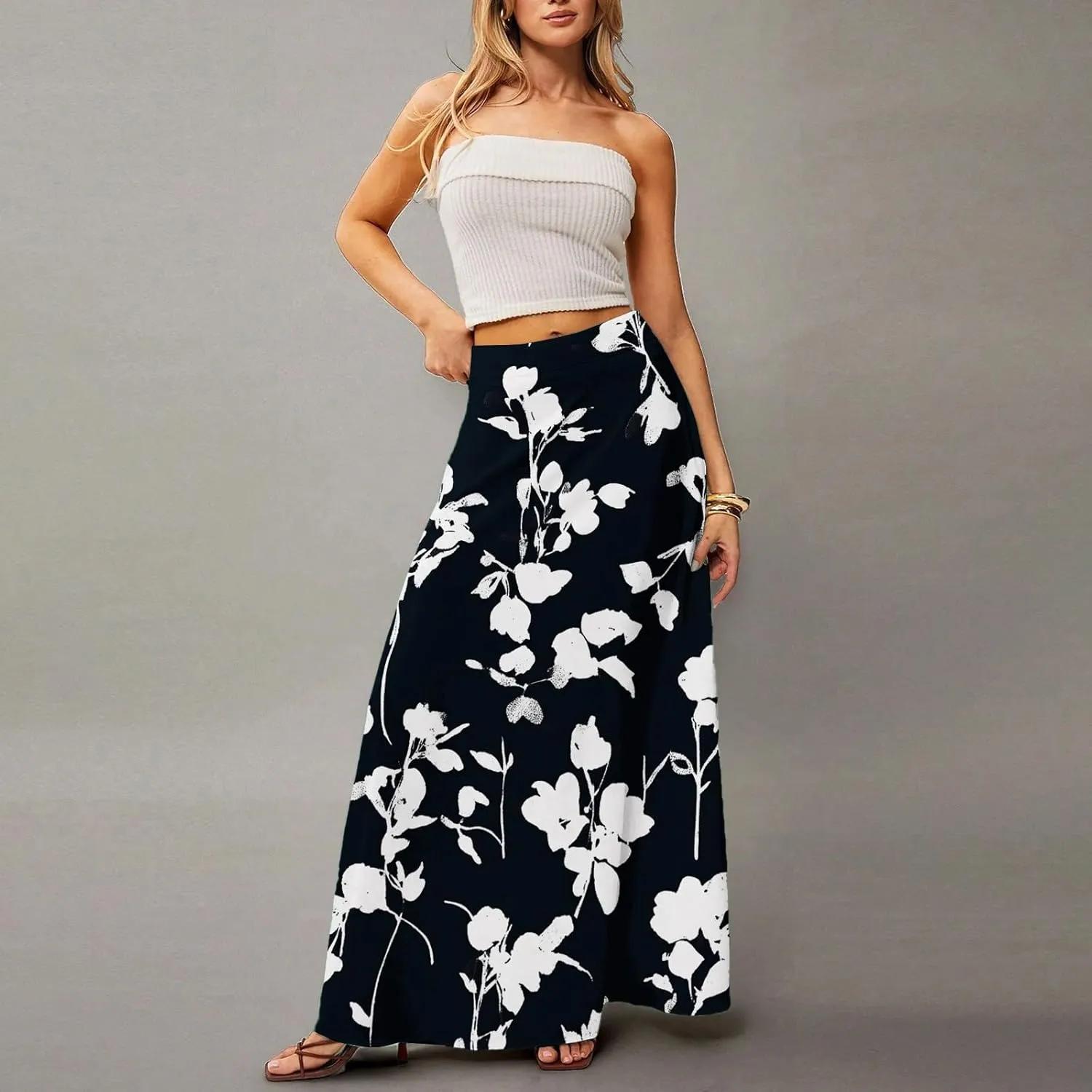 Summer Skirts for Women, Boho Maxi Vacation Beach Flowy Casual Womens Skirts