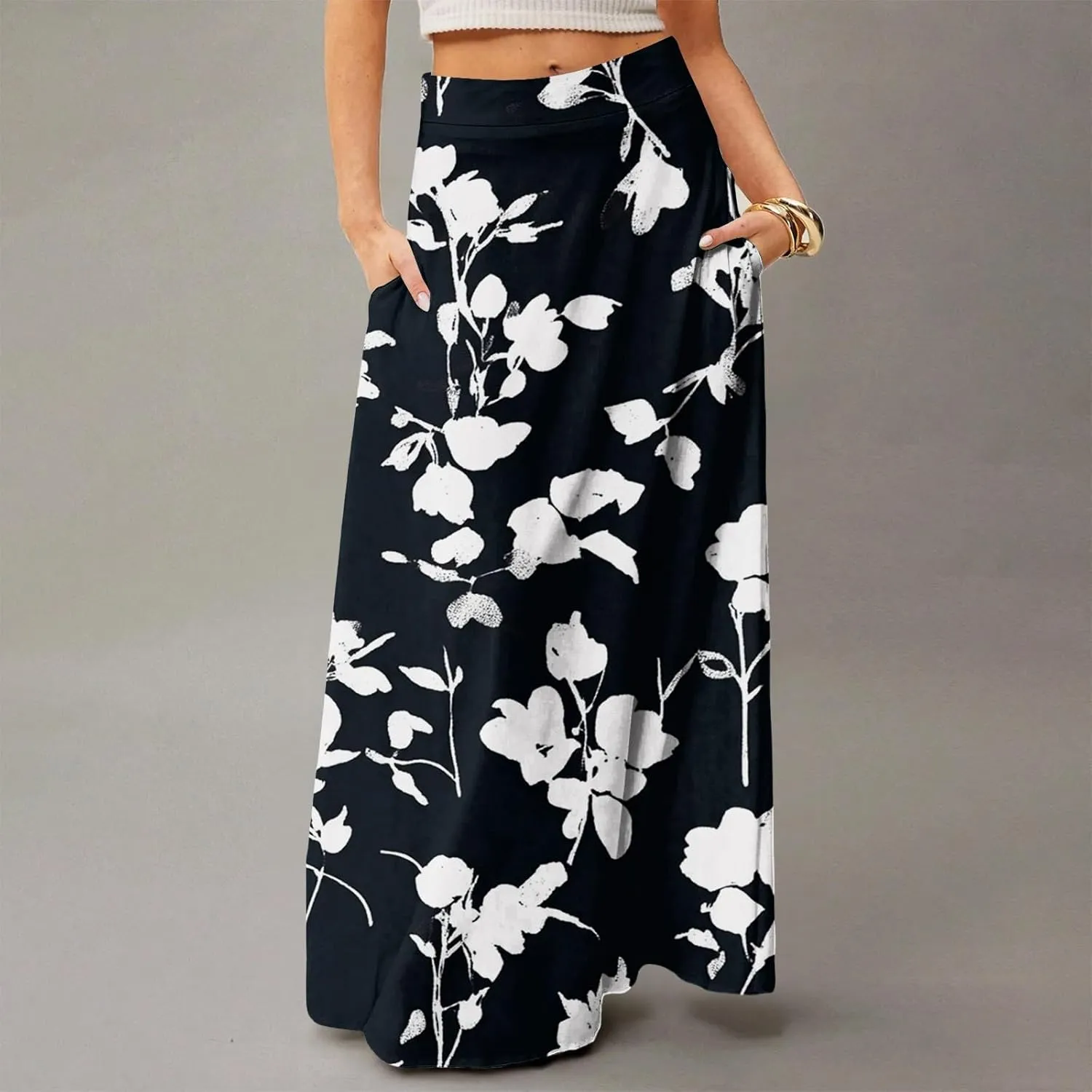 Summer Skirts for Women, Boho Maxi Vacation Beach Flowy Casual Womens Skirts
