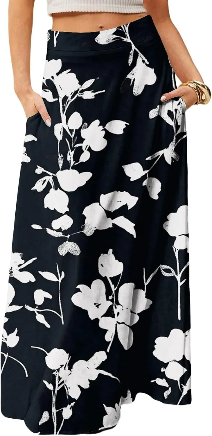 Summer Skirts for Women, Boho Maxi Vacation Beach Flowy Casual Womens Skirts