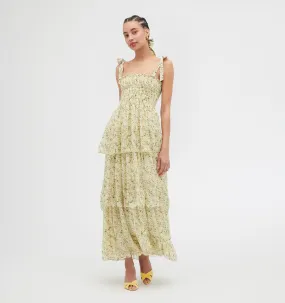 The Elise Nap Dress - Yellow Basketweave Vine