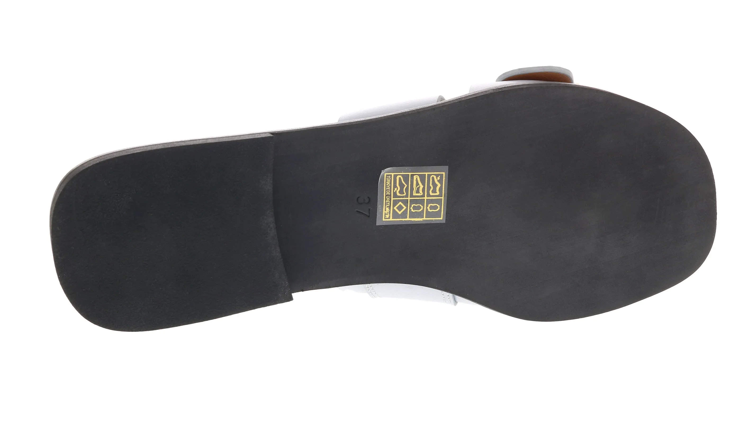 Ventutto Light Blue Buckle Flat Leather Slide-