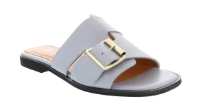 Ventutto Light Blue Buckle Flat Leather Slide-