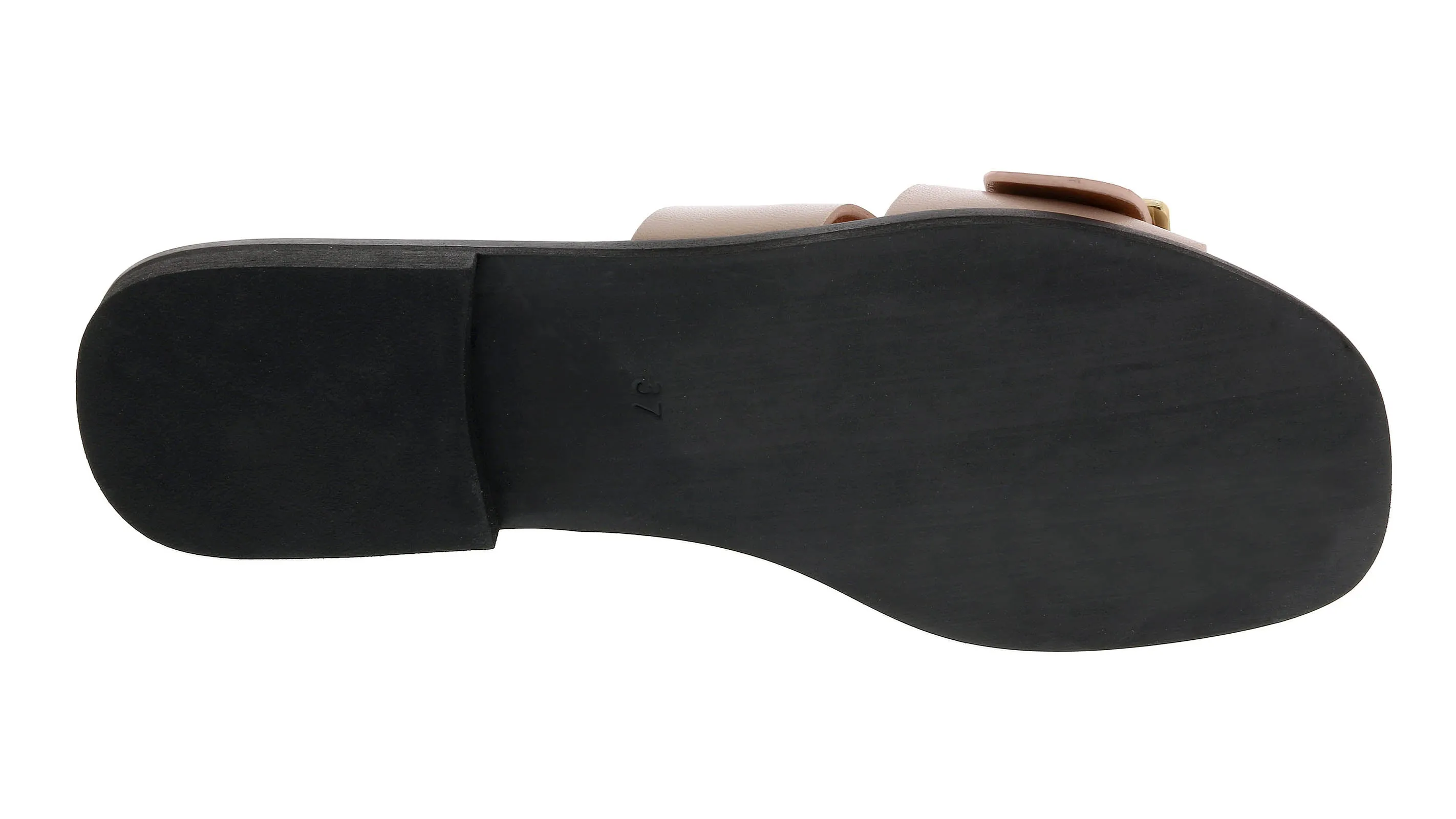Ventutto Powder Pink Buckle Flat Leather Slide-