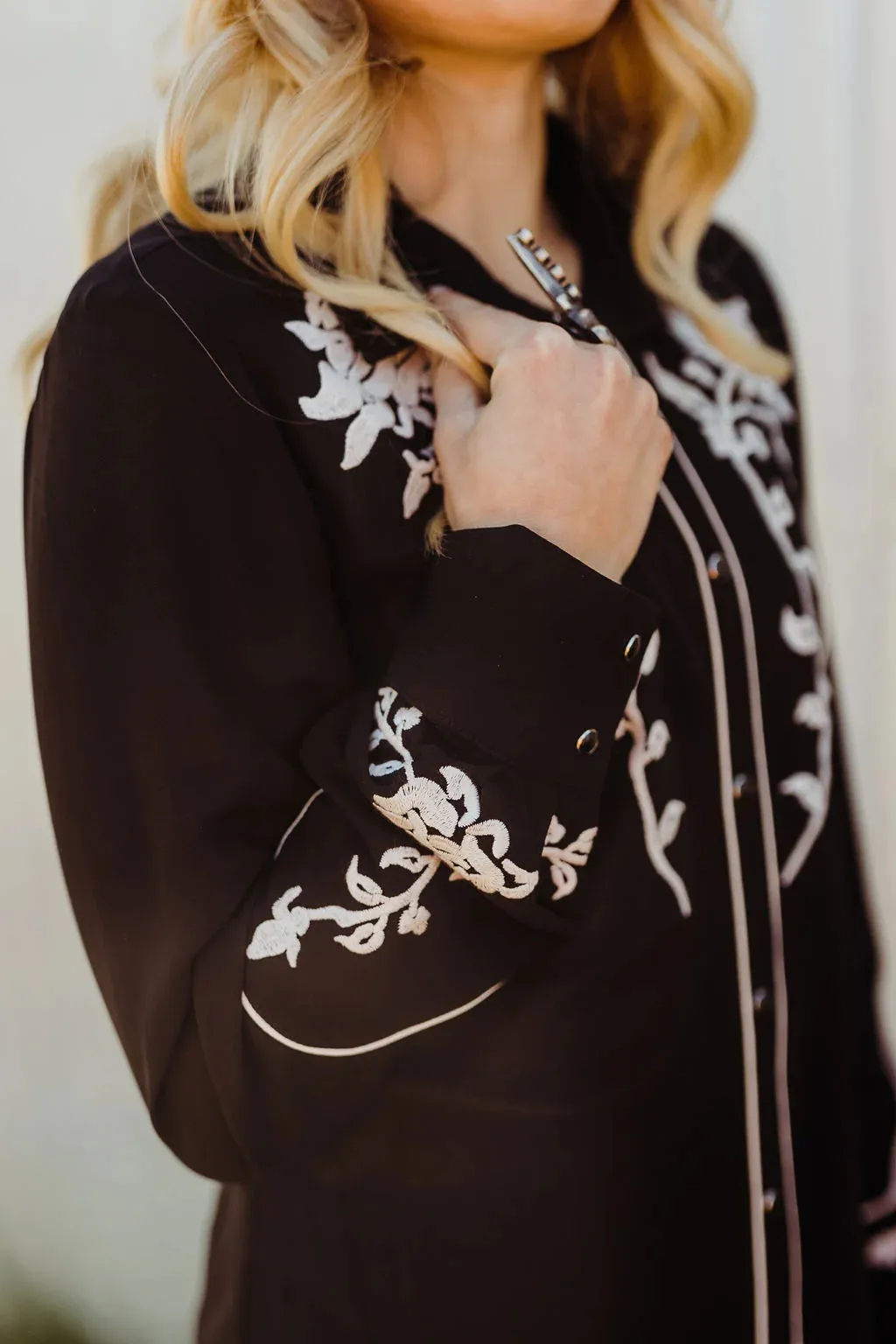 Veronica Black Button Up at Bourbon Cowgirl