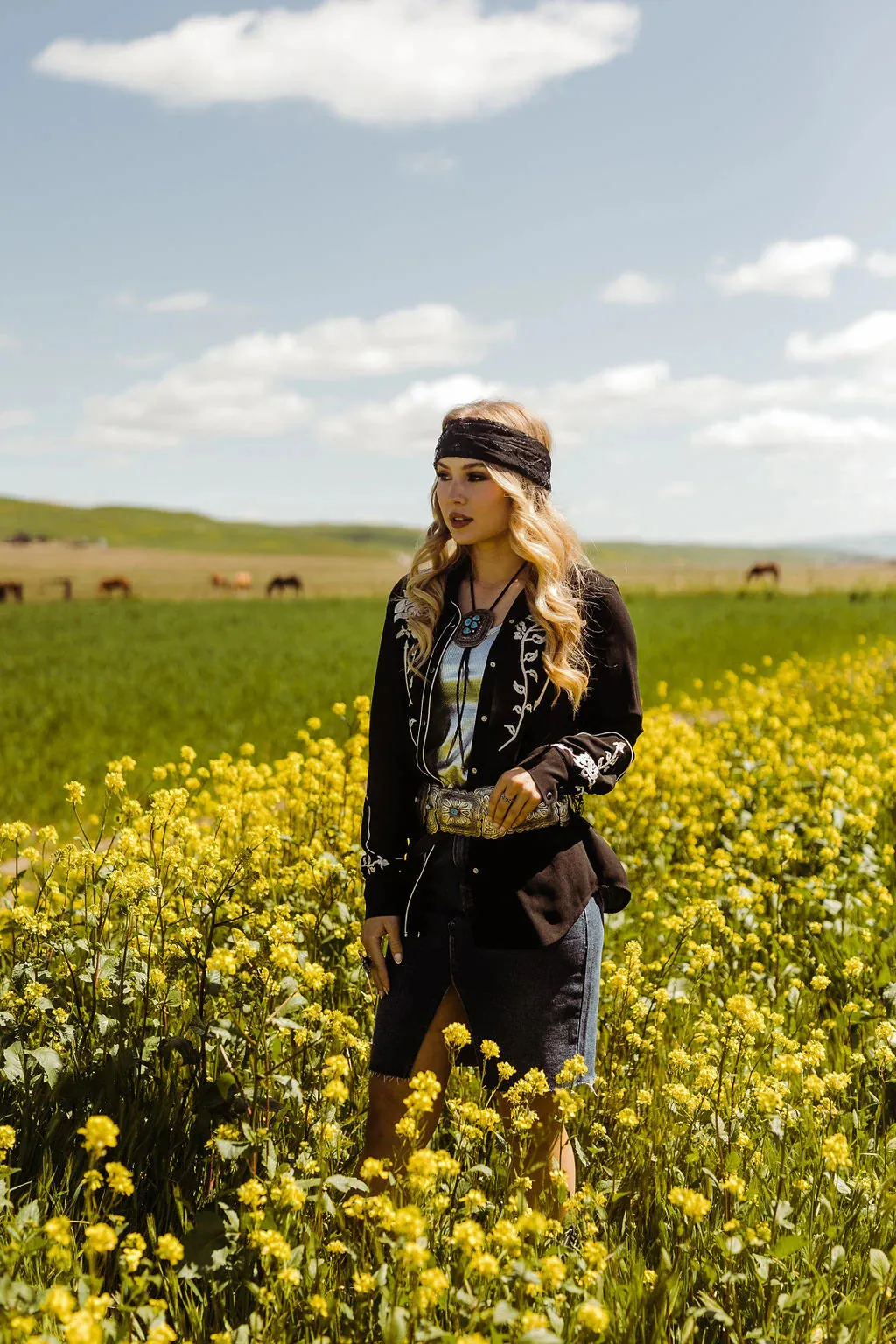 Veronica Black Button Up at Bourbon Cowgirl