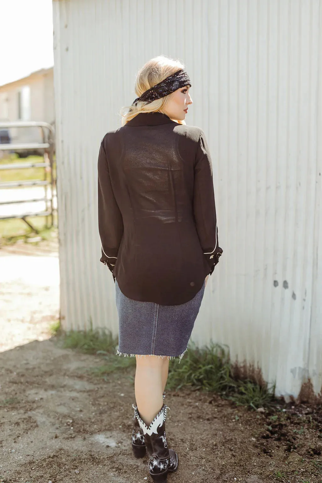 Veronica Black Button Up at Bourbon Cowgirl