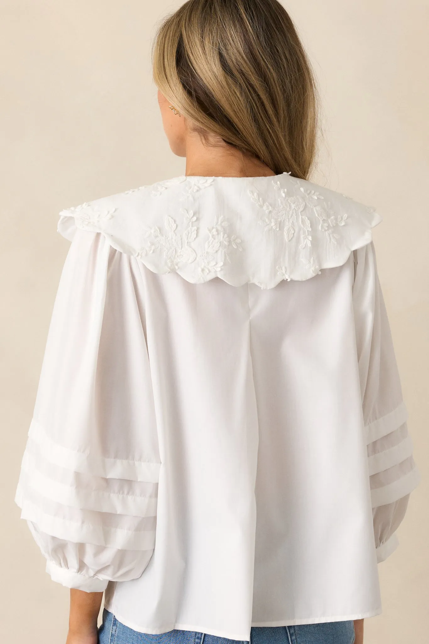 Walk With Me Ivory Floral Embroidered Blouse