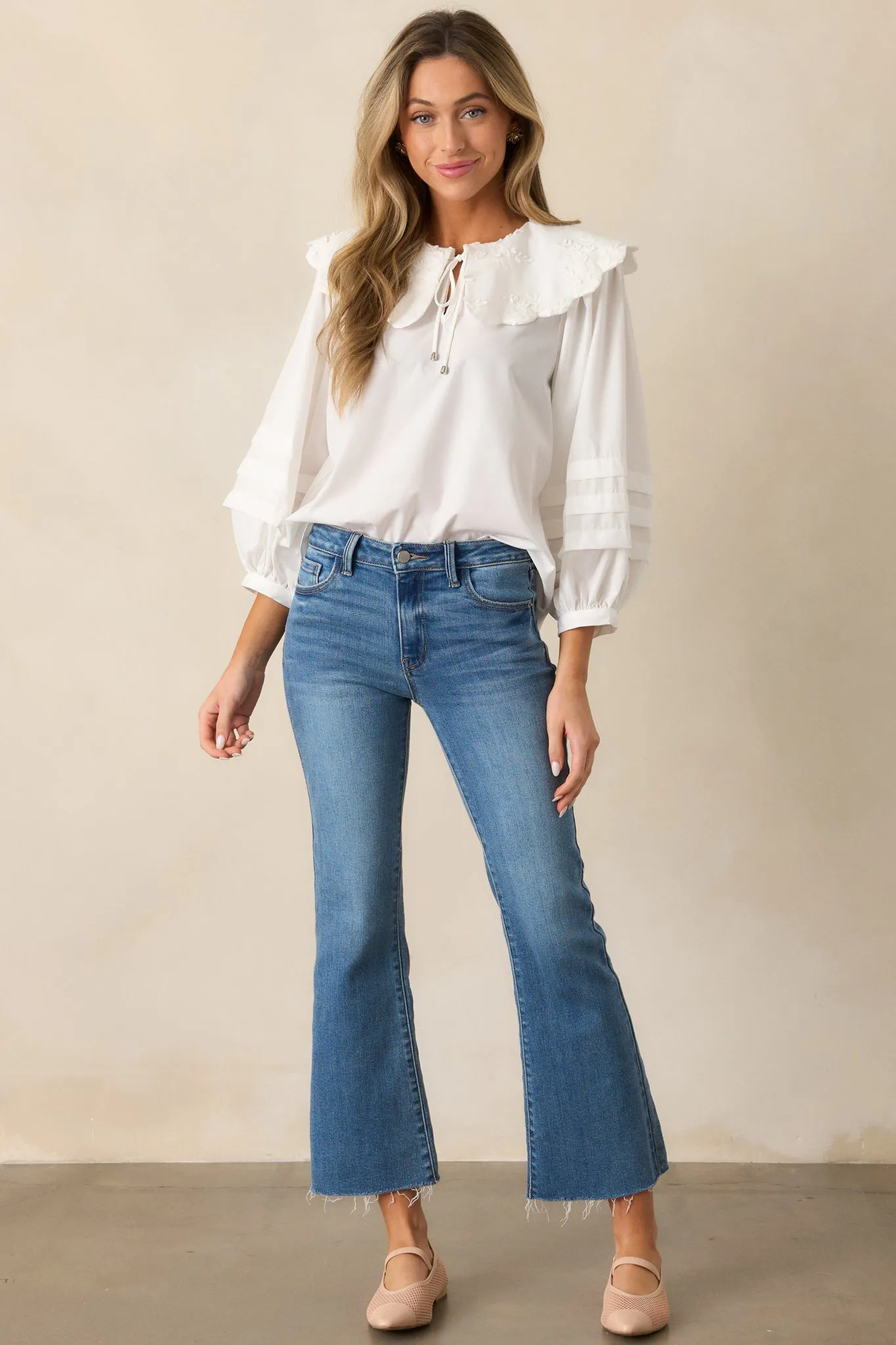 Walk With Me Ivory Floral Embroidered Blouse