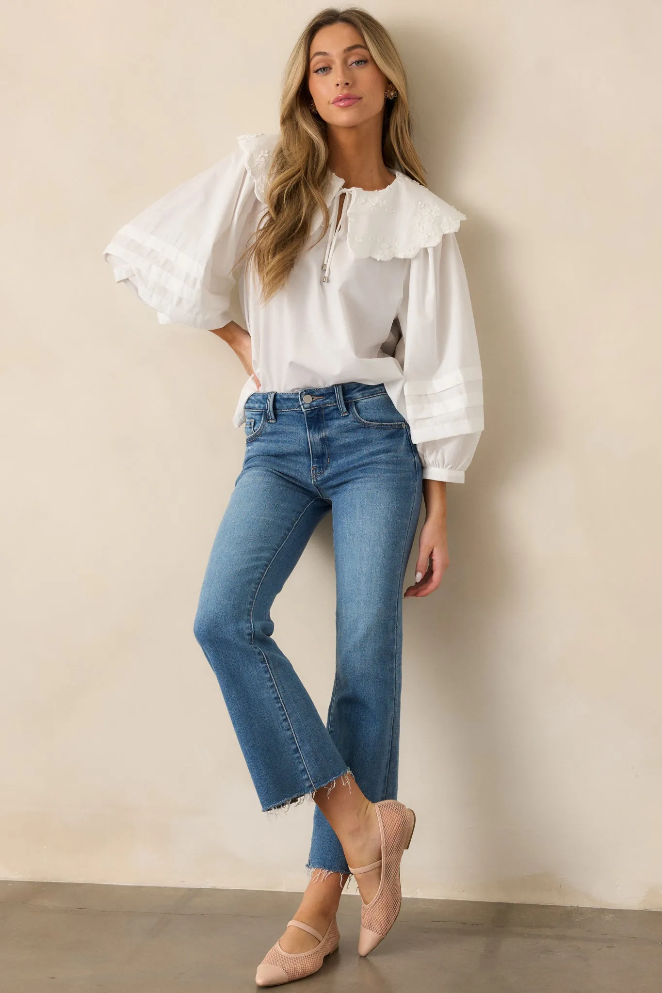 Walk With Me Ivory Floral Embroidered Blouse