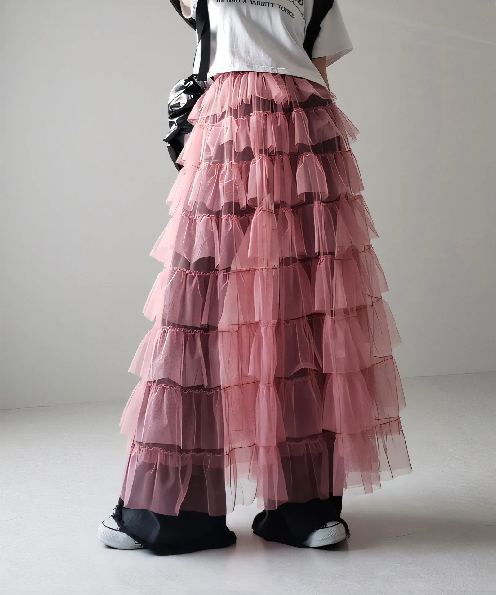 Women's Layered Elastic Waist Puff Tulle A-line Skirt, Sheer Mesh Design for All Occasions