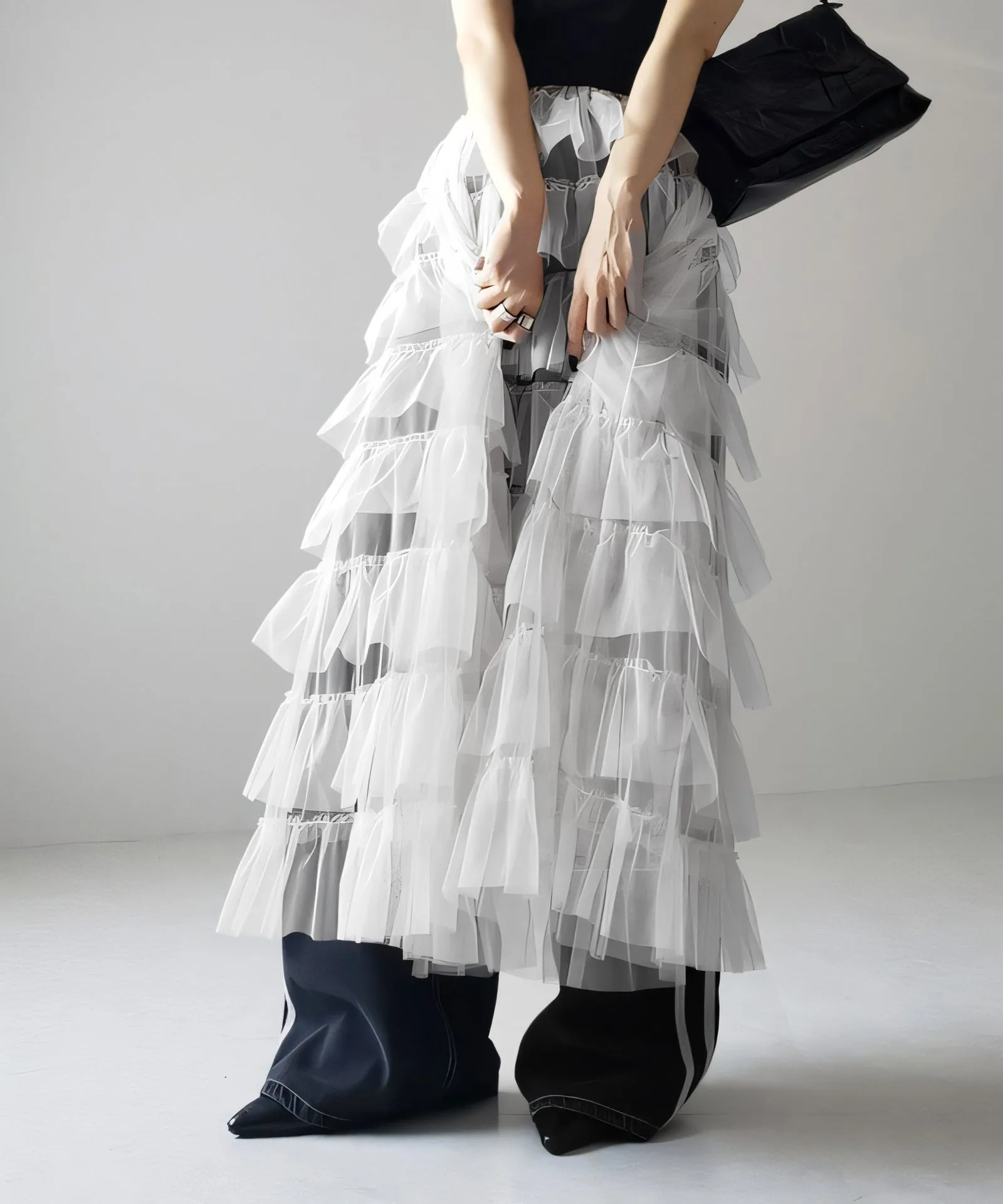 Women's Layered Elastic Waist Puff Tulle A-line Skirt, Sheer Mesh Design for All Occasions